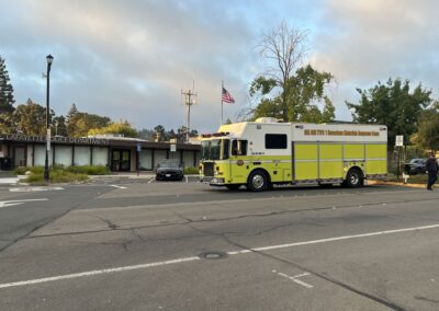 Hazmat vehicle in front of the Lafayette Police Department