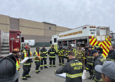 Firefighters in a training session.